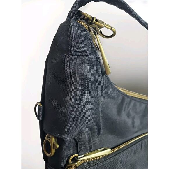 Travelon Anti-theft Signature Crossbody Nylon Black Bag Purse With 4 Compartment - Picture 5 of 16